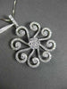 ANTIQUE 1.48CT DIAMOND 18K WHITE GOLD FLOATING FLOWER CHANDELIER PENDANT & CHAIN