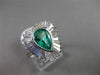 ANTIQUE LARGE 2.72CT DIAMOND & AAA COLOMBIAN EMERALD 18KT W GOLD BALLERINA RING