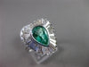 ANTIQUE LARGE 2.72CT DIAMOND & AAA COLOMBIAN EMERALD 18KT W GOLD BALLERINA RING