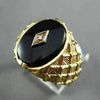 ANTIQUE LARGE .01CT DIAMOND & AAA ONYX 14K WHITE & YELLOW GOLD 3D CHECKERED RING