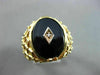 ANTIQUE LARGE .01CT DIAMOND & AAA ONYX 14K WHITE & YELLOW GOLD 3D CHECKERED RING