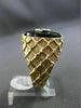 ANTIQUE LARGE .01CT DIAMOND & AAA ONYX 14K WHITE & YELLOW GOLD 3D CHECKERED RING
