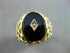 ANTIQUE LARGE .01CT DIAMOND & AAA ONYX 14K WHITE & YELLOW GOLD 3D CHECKERED RING