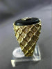 ANTIQUE LARGE .01CT DIAMOND & AAA ONYX 14K WHITE & YELLOW GOLD 3D CHECKERED RING