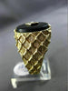 ANTIQUE LARGE .01CT DIAMOND & AAA ONYX 14K WHITE & YELLOW GOLD 3D CHECKERED RING