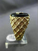 ANTIQUE LARGE .01CT DIAMOND & AAA ONYX 14K WHITE & YELLOW GOLD 3D CHECKERED RING