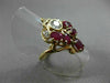 ANTIQUE 2.85CT ROUND DIAMOND & RUBY 14KT YELLOW GOLD 3D CROWN SOLITARE LOVE RING