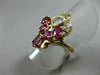 ANTIQUE 2.85CT ROUND DIAMOND & RUBY 14KT YELLOW GOLD 3D CROWN SOLITARE LOVE RING