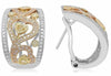 LARGE 1.50CT MULTI COLOR DIAMOND 18KT TWO TONE GOLD FILIGREE LOVE HEART EARRINGS