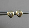 ESTATE DIAMOND 14KT YELLOW GOLD PUFF HEART SOLITAIRE STUD EARRINGS F/G VS 20709