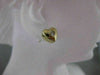 ESTATE DIAMOND 14KT YELLOW GOLD PUFF HEART SOLITAIRE STUD EARRINGS F/G VS 20709