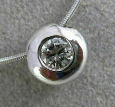 ANTIQUE .39CT ROUND DIAMOND 14KT WHITE GOLD 3D CLASSIC SOLITAIRE PENDANT #3211