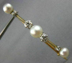 ANTIQUE .50CT OLD MINE DIAMOND & SOUTH SEA PEARL 14K TWO TONE GOLD 3D BROOCH PIN