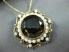 ANTIQUE LARGE 35CT SMOKY TOPAZ & SOUTH SEA PEARL 14KT YELLOW GOLD PENDANT BROOCH