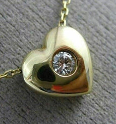 ESTATE .08CT DIAMOND 14KT YELLOW GOLD 3D CLASSIC SOLITAIRE HEART PENDANT #4666