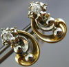 ANTIQUE OLD EURO MINE DIAMOND 14KT 2 TONE GOLD FILIGREE MUSIC EARRINGS #20123
