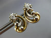 ANTIQUE OLD EURO MINE DIAMOND 14KT 2 TONE GOLD FILIGREE MUSIC EARRINGS #20123