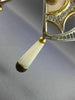 ESTATE DIAMOND AAA PEARL & GARNET 14KT YELLOW GOLD & STAINLESS STEEL 3D EARRINGS