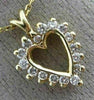 ESTATE .16CT DIAMOND 14KT YELLOW GOLD 3D CLASSIC OPEN HEART LOVE PENDANT #22976