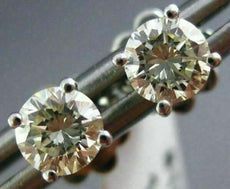 ESTATE .78CT ROUND DIAMOND 14KT WHITE GOLD CLASSIC 4 PRONG STUD EARRINGS #15653