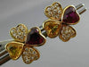 ANTIQUE 2.85CT DIAMOND & MULTI GEM 18KT YELLOW GOLD DOUBLE HEART EARRINGS #2875