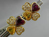 ANTIQUE 2.85CT DIAMOND & MULTI GEM 18KT YELLOW GOLD DOUBLE HEART EARRINGS #2875