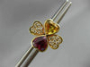 ANTIQUE 2.85CT DIAMOND & MULTI GEM 18KT YELLOW GOLD DOUBLE HEART EARRINGS #2875