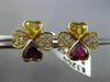 ANTIQUE 2.85CT DIAMOND & MULTI GEM 18KT YELLOW GOLD DOUBLE HEART EARRINGS #2875