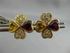 ANTIQUE 2.85CT DIAMOND & MULTI GEM 18KT YELLOW GOLD DOUBLE HEART EARRINGS #2875
