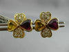 ANTIQUE 2.85CT DIAMOND & MULTI GEM 18KT YELLOW GOLD DOUBLE HEART EARRINGS #2875