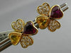 ANTIQUE 2.85CT DIAMOND & MULTI GEM 18KT YELLOW GOLD DOUBLE HEART EARRINGS #2875