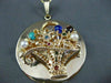 ANTIQUE LARGE AAA MULTI GEM & PEARL 14KT YELLOW GOLD FLOWER BASKET PENDANT #1237