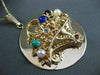 ANTIQUE LARGE AAA MULTI GEM & PEARL 14KT YELLOW GOLD FLOWER BASKET PENDANT #1237