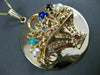 ANTIQUE LARGE AAA MULTI GEM & PEARL 14KT YELLOW GOLD FLOWER BASKET PENDANT #1237