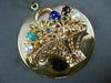 ANTIQUE LARGE AAA MULTI GEM & PEARL 14KT YELLOW GOLD FLOWER BASKET PENDANT #1237