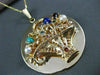 ANTIQUE LARGE AAA MULTI GEM & PEARL 14KT YELLOW GOLD FLOWER BASKET PENDANT #1237