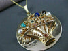 ANTIQUE LARGE AAA MULTI GEM & PEARL 14KT YELLOW GOLD FLOWER BASKET PENDANT #1237