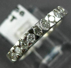 ESTATE .36CT DIAMOND 14KT WHITE GOLD 9 STONE SEMI BEZEL ANNIVERSARY RING #5456