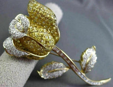 ANTIQUE LARGE 9.35CT DIAMONDS & TOPAZ 18KT TWO TONE GOLD FLOWER PIN BROOCH 21852