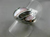 ESTATE WIDE .31CT DIAMOND 14KT WHITE GOLD AAA MOTHER OF PEARL 3D COCKTAIL RING