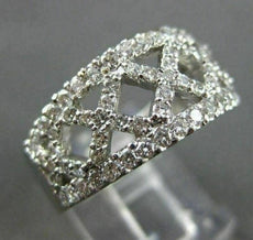 ANTIQUE 1.58CT DIAMOND 14KT WHITE GOLD X LATTICE DESIGN ANNIVERSARY RING #16630