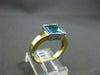 ESTATE WIDE 2.0CT AAA EXTRA FACET BLUE TOPAZ 14K TWO TONE GOLD SQUARE RING #1018