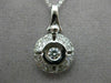 ANTIQUE .85CT ROUND DIAMOND 18KT WHITE GOLD CIRCLE SOLITAIRE PENDANT CHAIN #6403