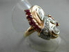 ANTIQUE 1.43CT OLD EURO CUT DIAMOND & AAA RUBY 14K WHITE & ROSE GOLD RING #19961