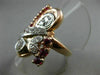 ANTIQUE 1.43CT OLD EURO CUT DIAMOND & AAA RUBY 14K WHITE & ROSE GOLD RING #19961