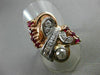 ANTIQUE 1.43CT OLD EURO CUT DIAMOND & AAA RUBY 14K WHITE & ROSE GOLD RING #19961
