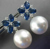 LARGE 5CT DIAMOND & AAA SAPPHIRE SOUTH SEA PEARL 18KT WHITE GOLD FLOWER EARRINGS
