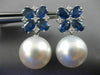 LARGE 5CT DIAMOND & AAA SAPPHIRE SOUTH SEA PEARL 18KT WHITE GOLD FLOWER EARRINGS