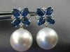 LARGE 5CT DIAMOND & AAA SAPPHIRE SOUTH SEA PEARL 18KT WHITE GOLD FLOWER EARRINGS