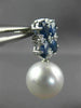 LARGE 5CT DIAMOND & AAA SAPPHIRE SOUTH SEA PEARL 18KT WHITE GOLD FLOWER EARRINGS